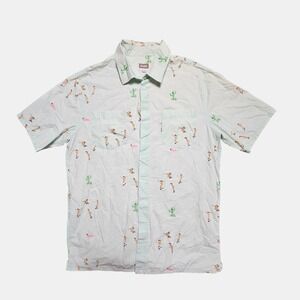 Altamont Mens Skatebirds Short Sleeve Woven Shirt L Button Up Cotton AOP Coastal